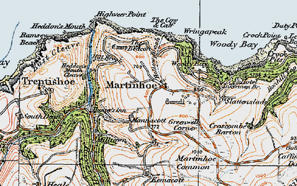 Old map of Martinhoe in 1919