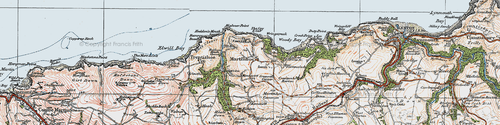 Old map of Martinhoe in 1919