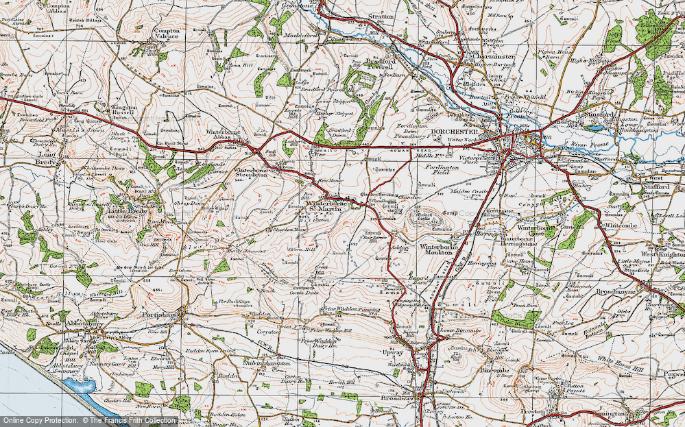 Old Map of Historic Map covering Bradford Down in 1919