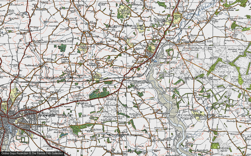 Old Map of Martlesham, 1921 in 1921