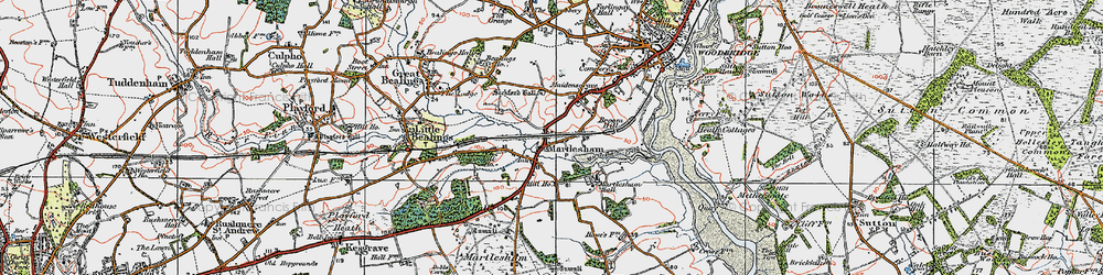Old map of Martlesham in 1921