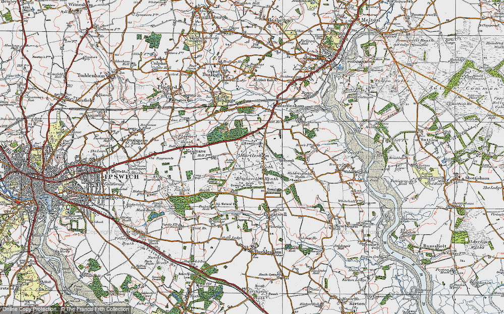 Old Map of Martlesham Heath, 1921 in 1921