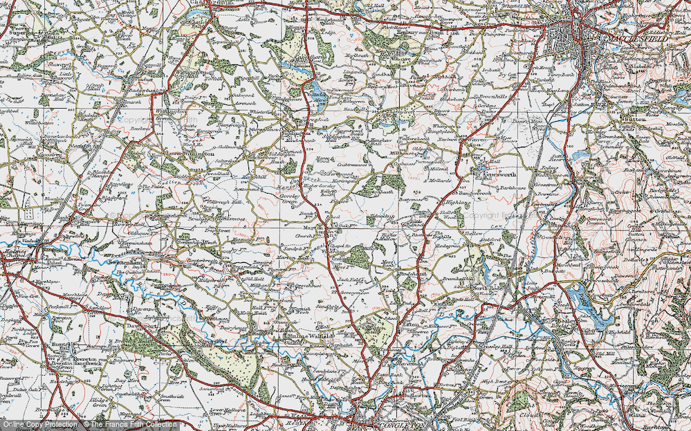 Old Map of Historic Map covering Tidnock Wood in 1923