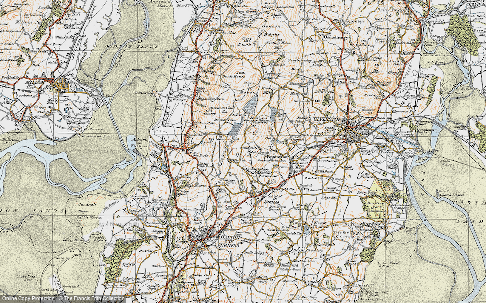 Old Map of Historic Map covering Ewe Dale in 1925