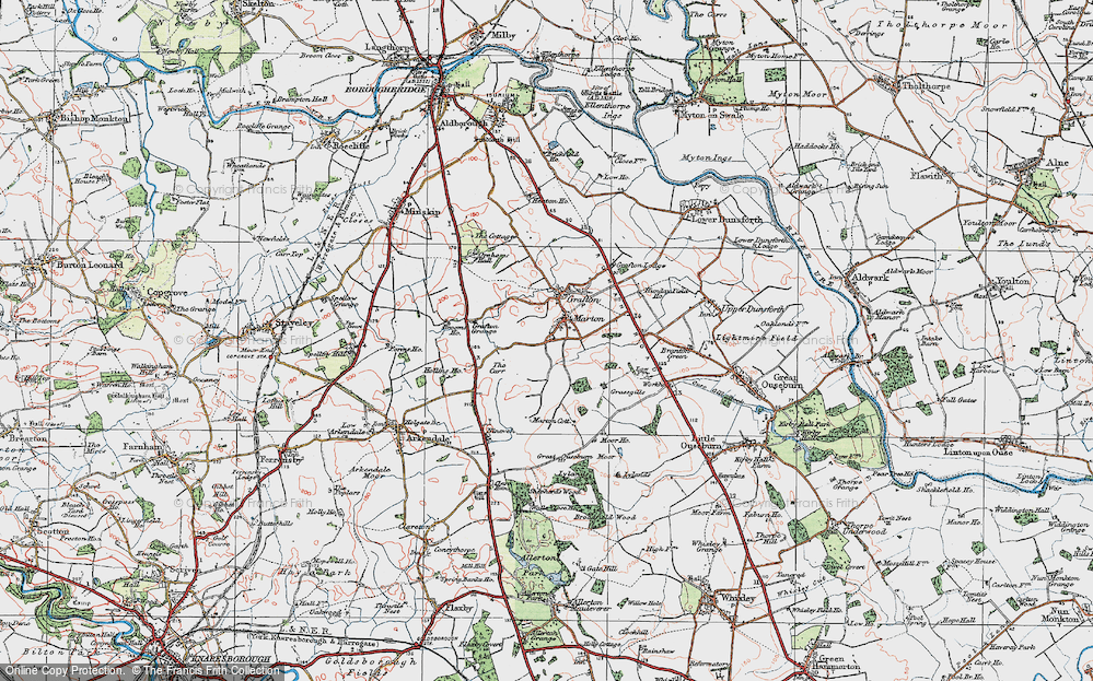 Old Map of Historic Map covering Brooms Ho in 1925