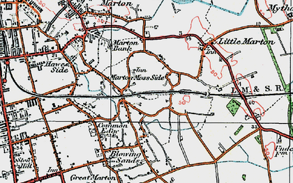 Old map of Marton Moss Side in 1924