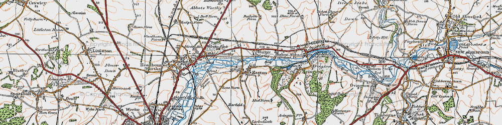 Old map of Martyr Worthy in 1919