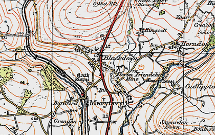 Old map of Mary Tavy in 1919