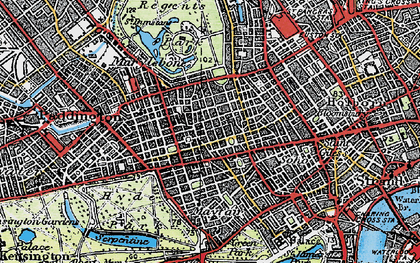 Old map of Marylebone in 1920