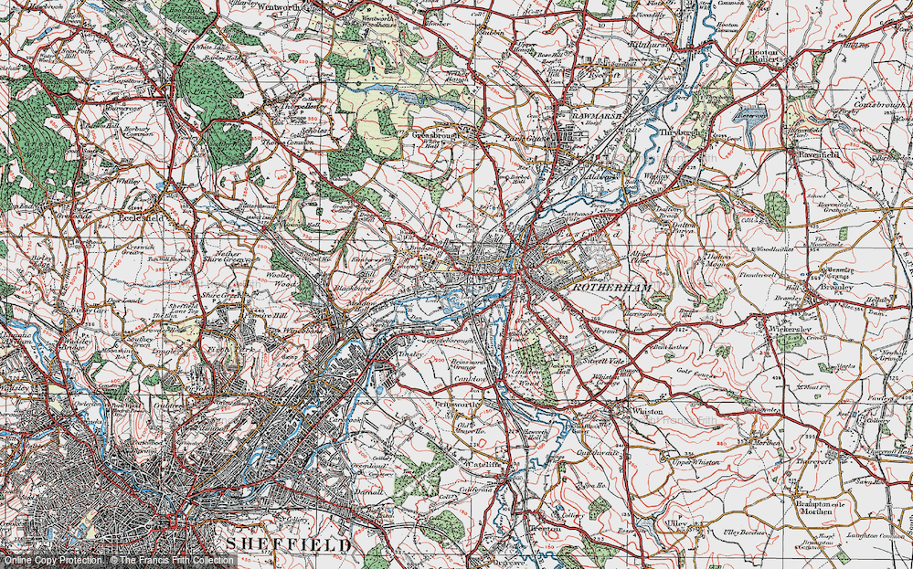 Old Map of Masbrough, 1923 in 1923