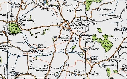 Old map of Matching Green in 1919