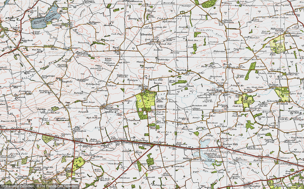 Old Map of Matfen, 1925 in 1925