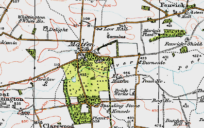 Old map of Matfen in 1925