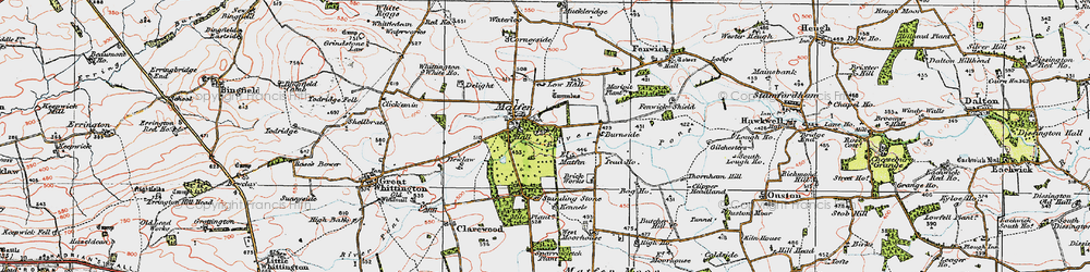 Old map of Matfen in 1925