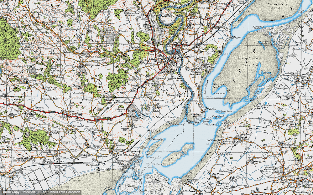 Old Map of Historic Map covering Wyelands in 1919