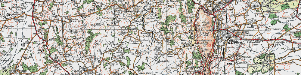 Old map of Mathon in 1920
