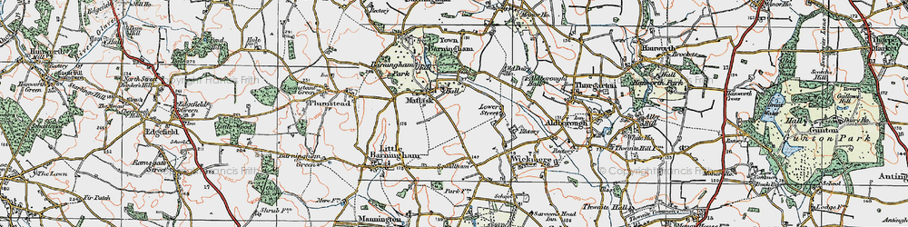 Old map of Matlaske in 1922