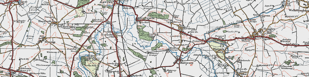 Old map of Mattersey Thorpe in 1923