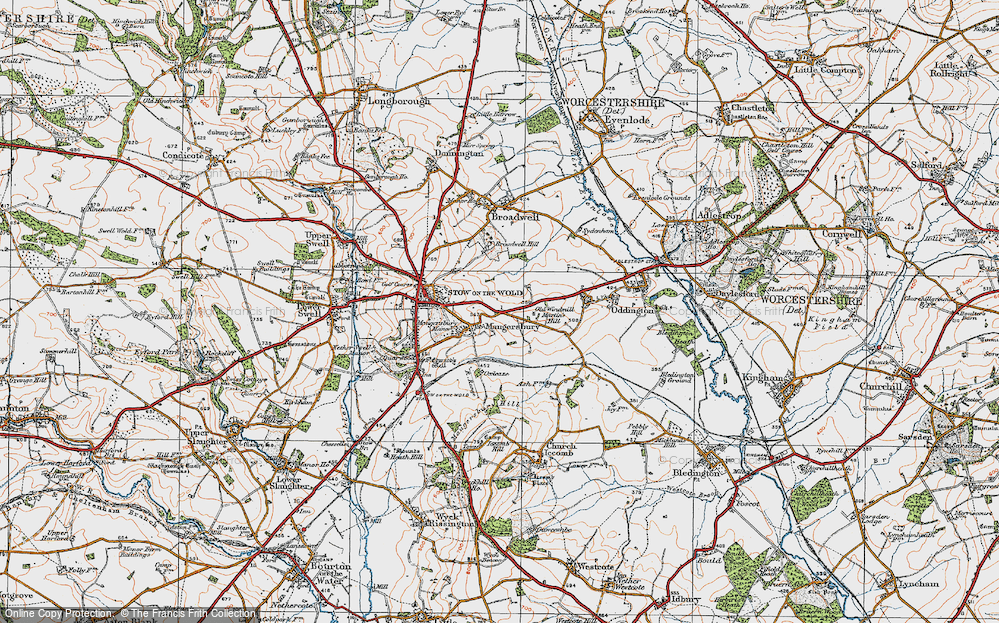 Old Map of Historic Map covering Cotteswold Crest Farm in 1919