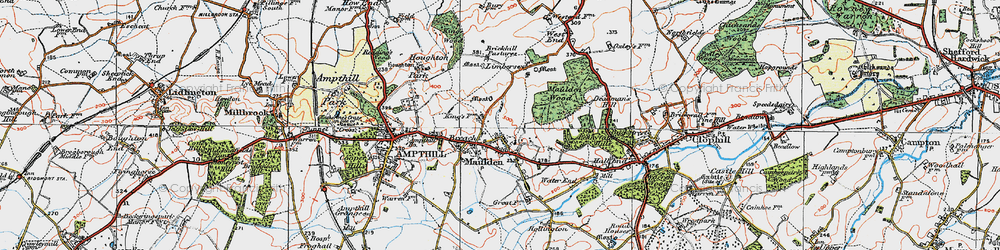 Old map of Brickhill Pastures in 1919