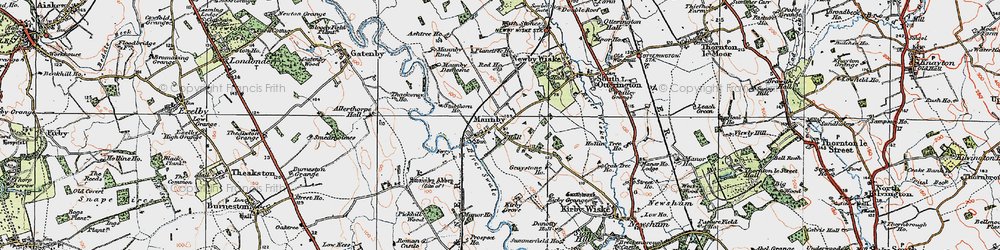 Old map of Maunby in 1925