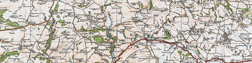 Old map of Maundown in 1919