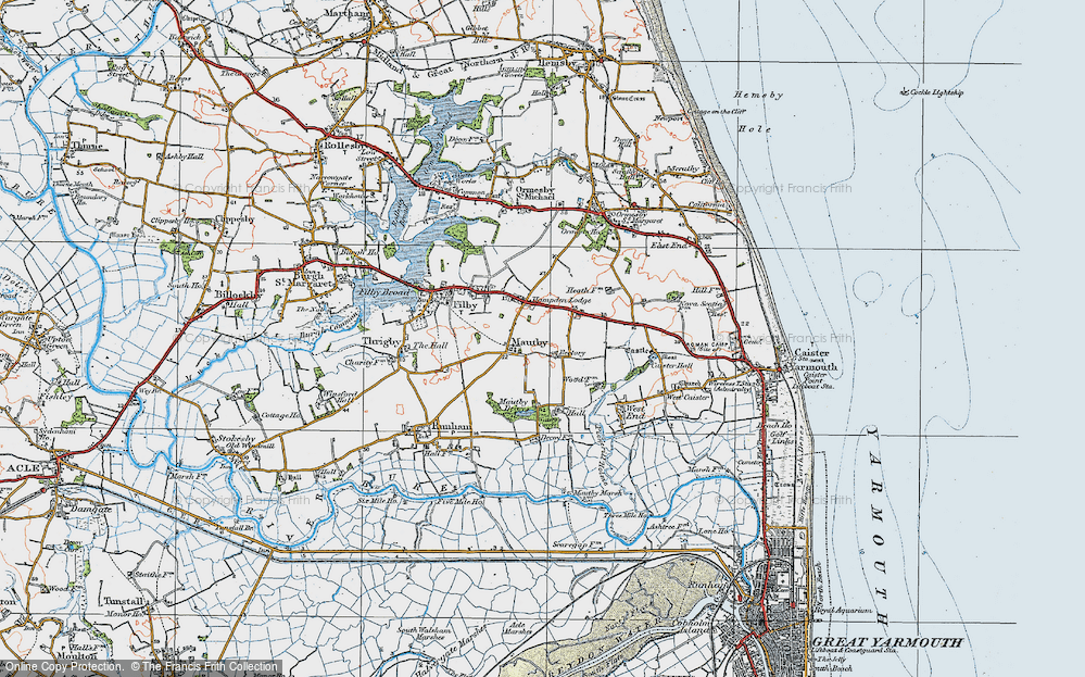 Old Map of Mautby, 1922 in 1922