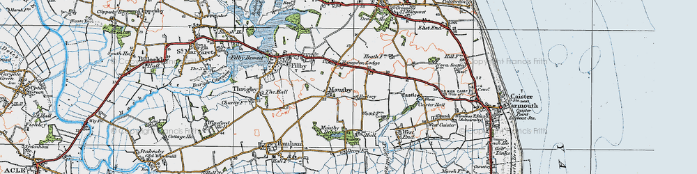 Old map of Mautby in 1922