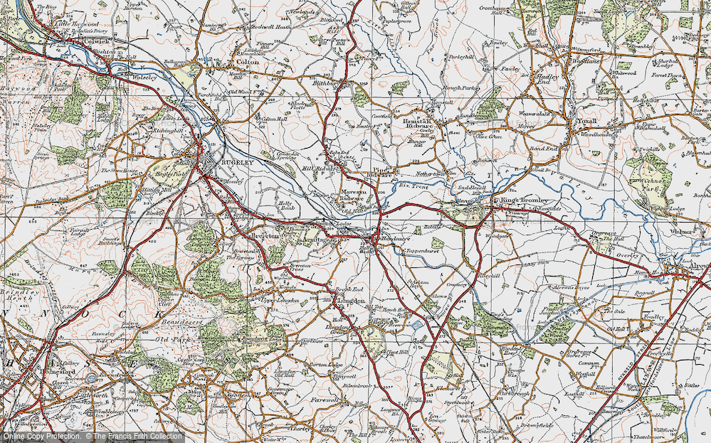 Old Map of Mavesyn Ridware, 1921 in 1921