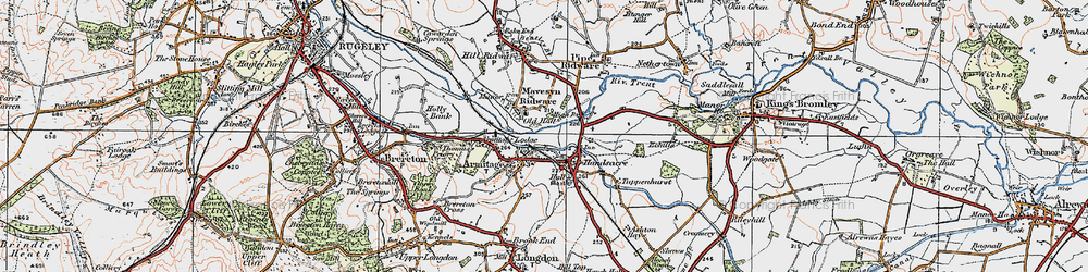 Old map of Mavesyn Ridware in 1921