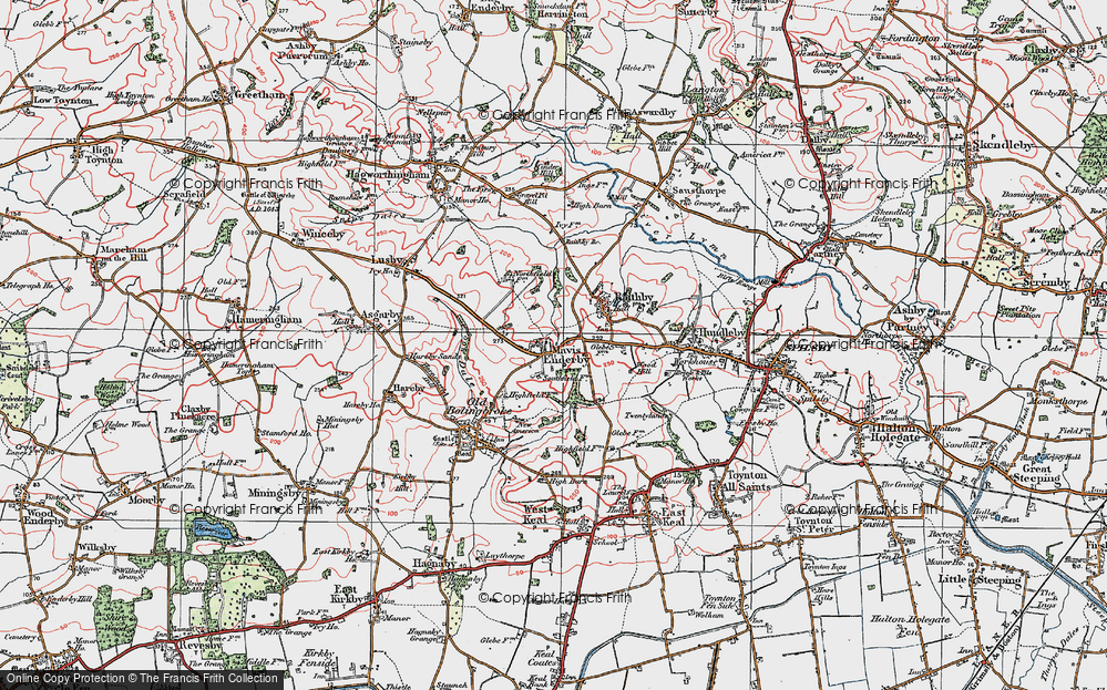 Old Map of Mavis Enderby, 1923 in 1923