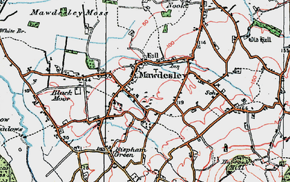 Old map of Mawdesley in 1924
