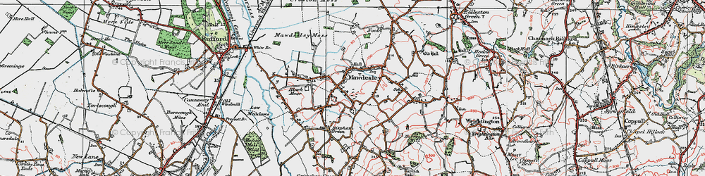 Old map of Mawdesley in 1924