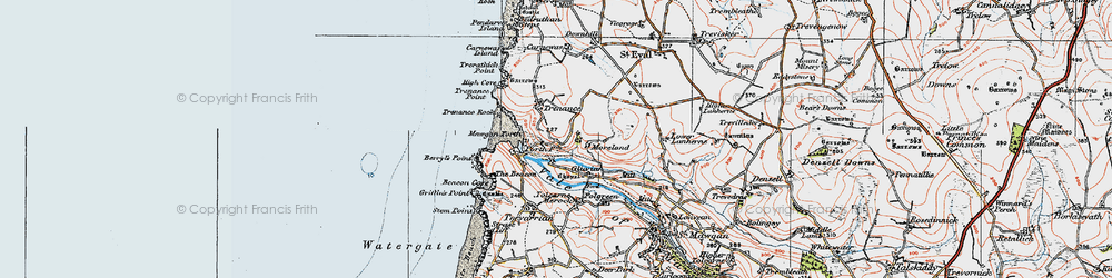 Old map of Mawgan Porth in 1919