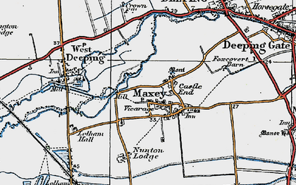 Old map of Maxey in 1922