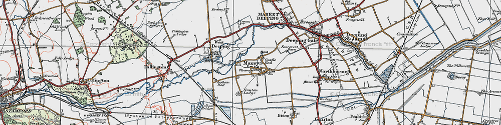 Old map of Maxey in 1922
