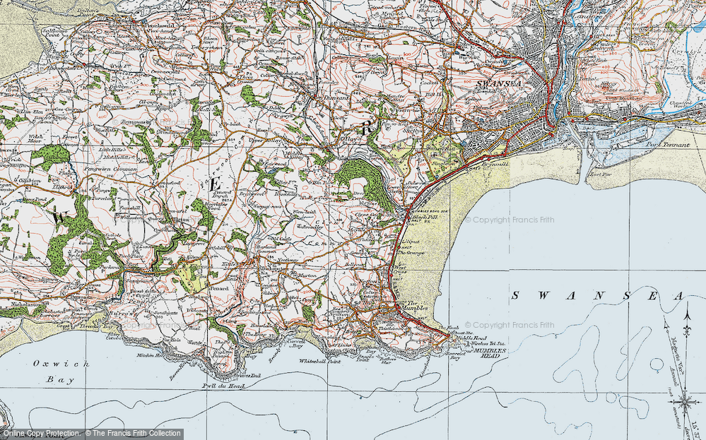 Old Map of Historic Map covering Clyne Common in 1923