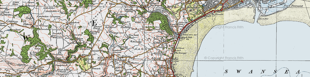 Old map of Clyne Common in 1923