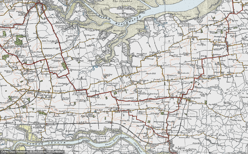 Old Map of Historic Map covering Bovill Uplands in 1921