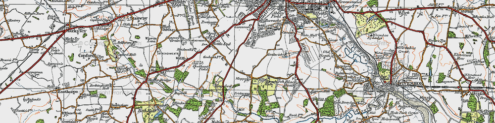 Old map of Maypole Green in 1921