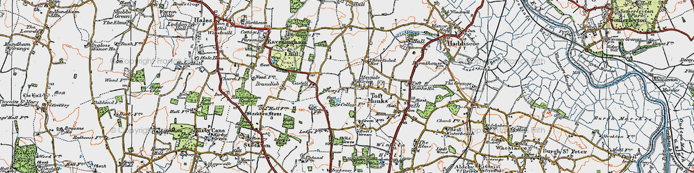 Old map of Maypole Green in 1922