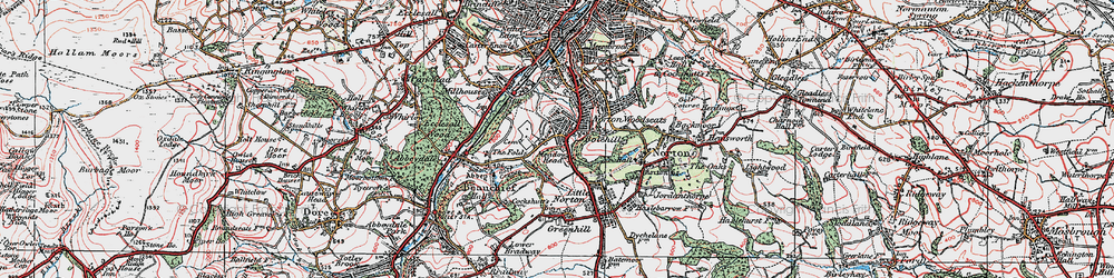 Old map of Meadow Head in 1923