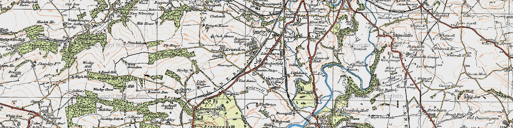 Old map of Meadowfield in 1925