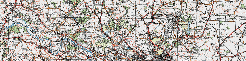 Old map of Meanwood in 1925