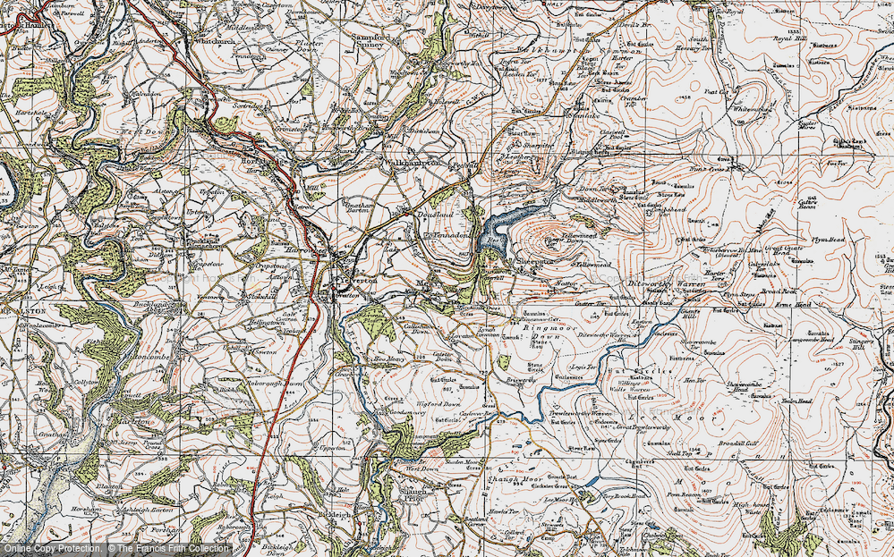 Old Map of Meavy, 1919 in 1919