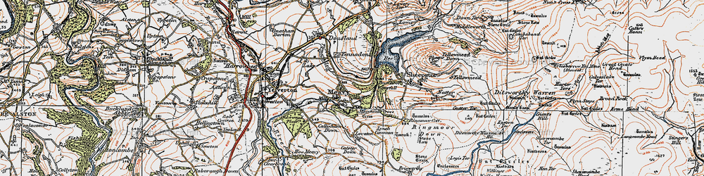 Old map of Meavy in 1919