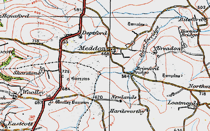 Old map of Meddon in 1919