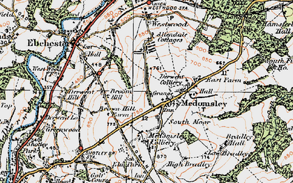 Old map of Medomsley in 1925