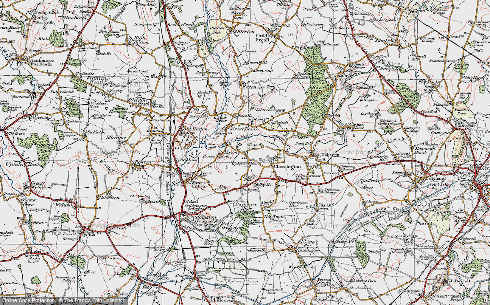 Old Map of Historic Map covering Shray Hill in 1921