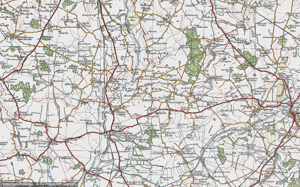 Old Map of Meeson Heath, 1921 in 1921